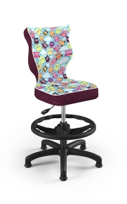 Krzesło do biurka dla dziewczynki dopasowane do wzrostu 133-159 cm, model Petit z podnóżkiem motyw sowy obrotowe