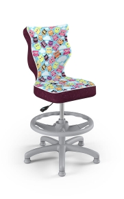 Krzesło do biurka dla dziewczynki dopasowane do wzrostu 119-142 cm, model Petit z podnóżkiem motyw sowy obrotowe