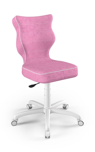 Krzesło do biurka dla dziewczynki dopasowane do wzrostu 146-176,5 cm, model Petit różowy obrotowe