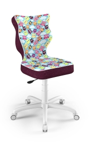 Krzesło do biurka dla dziewczynki dopasowane do wzrostu 146-176,5 cm, model Petit motyw sowy obrotowe