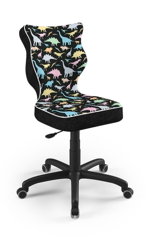 Krzesło do biurka dla dziecka dopasowane do wzrostu 146-176,5 cm, model Petit motyw dinozaury obrotowe