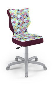 Krzesło do biurka dla dziewczynki dopasowane do wzrostu 146-176,5 cm, model Petit motyw sowy obrotowe