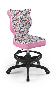 Krzesło do biurka dla dziewczynki dopasowane do wzrostu 146-176,5 cm, model Petit z podnóżkiem motyw motylki obrotowe