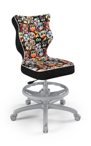 Krzesło do biurka dla dziecka dopasowane do wzrostu 146-176,5 cm, model Petit z podnóżkiem motyw zwierzaki obrotowe