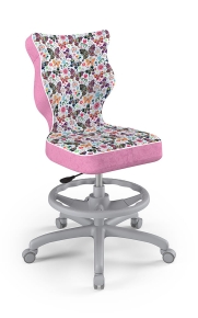 Krzesło do biurka dla dziewczynki dopasowane do wzrostu 146-176,5 cm, model Petit z podnóżkiem motyw motylki obrotowe