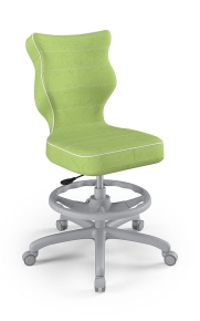 Krzesło do biurka dla dziecka dopasowane do wzrostu 159-188 cm, model Petit z podnóżkiem kolor zielony obrotowe