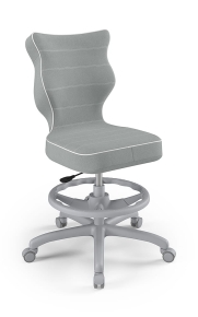 Krzesło do biurka dla dziecka dopasowane do wzrostu 159-188 cm, model Petit z podnóżkiem kolor szary obrotowe