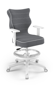 Krzesło do biurka dla dziecka dopasowane do wzrostu 159-188 cm, model Duo z podnóżkiem kolor ciemny szary obrotowe