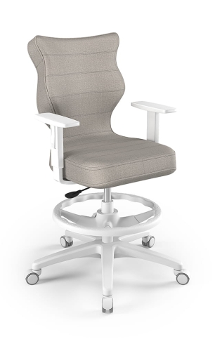 Krzesło do biurka dla dziecka dopasowane do wzrostu 159-188 cm, model Duo z podnóżkiem kolor szary obrotowe