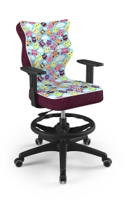 Krzesło do biurka dla dziewczynki dopasowane do wzrostu 146-176,5 cm, model Duo z podnóżkiem motyw sowy obrotowe