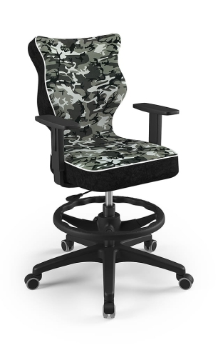 Krzesło do biurka dla dziecka dopasowane do wzrostu 146-176,5 cm, model Duo z podnóżkiem motyw moro obrotowe