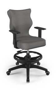 Krzesło do biurka dla dziecka dopasowane do wzrostu 159-188 cm, model Duo z podnóżkiem kolor ciemny szary obrotowe