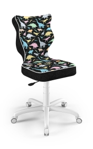 Krzesło do biurka dla dziecka dopasowane do wzrostu 159-188 cm, model Petit motyw dinozaury obrotowe