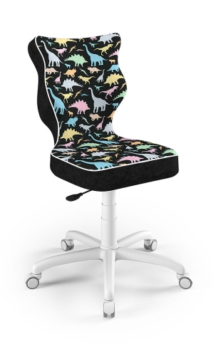 Krzesło do biurka dla dziecka dopasowane do wzrostu 159-188 cm, model Petit motyw dinozaury obrotowe