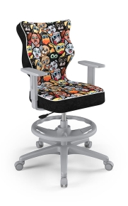 Krzesło do biurka dla dziecka dopasowane do wzrostu 146-176,5 cm, model Duo z podnóżkiem motyw zwierzaki obrotowe