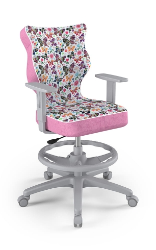 Krzesło do biurka dla dziewczynki dopasowane do wzrostu 146-176,5 cm, model Duo motyw motylki obrotowe