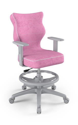 Krzesło do biurka dla dziewczynki dopasowane do wzrostu 146-176,5 cm, model Duo kolor różowy obrotowe