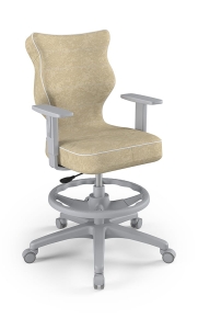 Krzesło do biurka dla dziecka dopasowane do wzrostu 146-176,5 cm, model Duo  z podnóżkiem kolor beżowy obrotowe