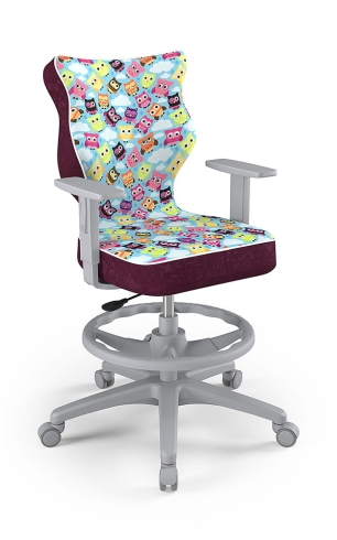 Krzesło do biurka dla dziewczynki dopasowane do wzrostu 159-188 cm, model Duo motyw sowy obrotowe