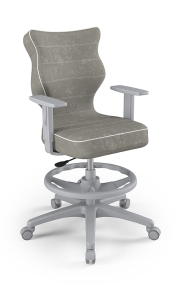 Krzesło do biurka dla dziecka  dopasowane do wzrostu 159-188 cm, model Duo z podnóżkiem kolor szary obrotowe