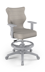 Krzesło do biurka dla dziecka  dopasowane do wzrostu 159-188 cm, model Duo z podnóżkiem kolor szary obrotowe