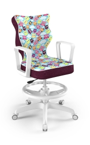 Krzesło do biurka dla dziewczynki dopasowane do wzrostu 159-188 cm, model Norm z podnóżkiem motyw sowy obrotowe