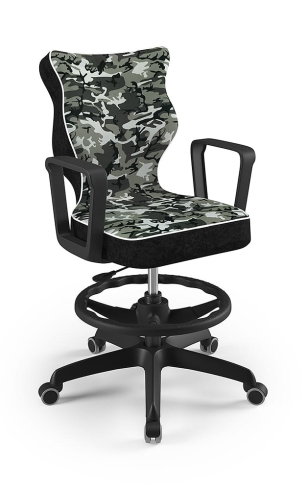 Krzesło do biurka dla dziecka dopasowane do wzrostu 146-176,5 cm, model Norm z podnóżkiem motyw moro obrotowe