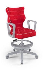 Krzesło do biurka dla dziecka dopasowane do wzrostu 146-176,5 cm, model Norm z podnóżkiem kolor  czerwony obrotowe