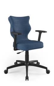 Krzesło biurowe dopasowane do wzrostu 159-188 cm, model Perto kolor granatowy obrotowe