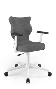 Krzesło biurowe dopasowane do wzrostu 159-188 cm, model Perto kolor ciemny szary obrotowe