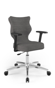 Krzesło biurowe dopasowane do wzrostu 159-188 cm, model Perto kolor ciemny szary obrotowe