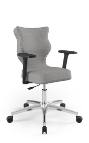Krzesło biurowe dopasowane do wzrostu 159-188 cm, model Perto kolor szary obrotowe