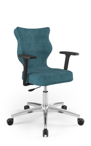 Krzesło biurowe dopasowane do wzrostu 159-188 cm, model Perto kolor niebieski obrotowe