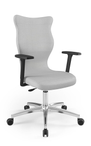 Krzesło biurowe dopasowane do wzrostu 180+ cm, model Perto kolor szary obrotowe