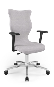 Krzesło biurowe dopasowane do wzrostu 180+ cm, model Perto kolor szary obrotowe