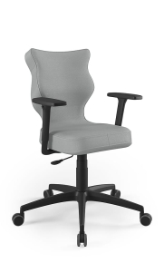 Krzesło biurowe dopasowane do wzrostu 159-188 cm, model Perto Plus kolor ciemny szary obrotowe