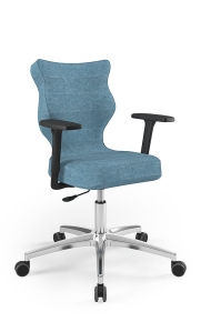 Krzesło biurowe dopasowane do wzrostu 159-188 cm, model Perto Plus kolor niebieski obrotowe