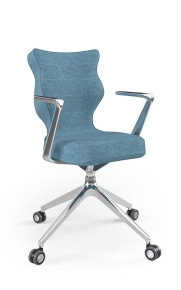 Krzesło biurowe dopasowane do wzrostu 159-188 cm, model Kuma kolor niebieski obrotowe
