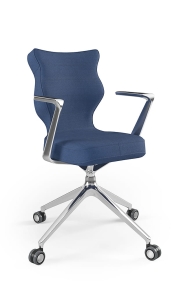 Krzesło biurowe dopasowane do wzrostu 159-188 cm, model Kuma kolor granatowy obrotowe