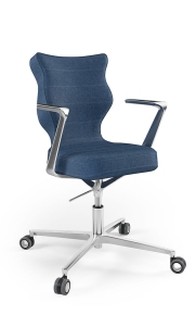 Krzesło biurowe dopasowane do wzrostu 159-188 cm, model Kylie Plus kolor granatowy obrotowe