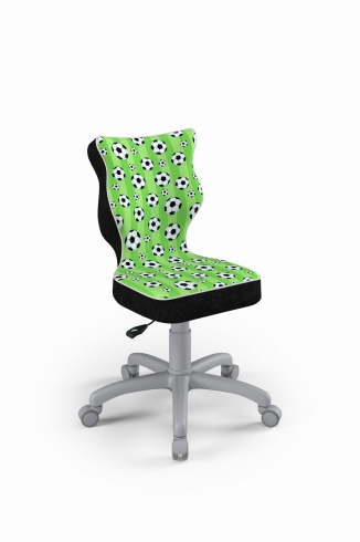 Krzesło do biurka dla chłopca dopasowane do wzrostu 119-142 cm, model Petit motyw piłki obrotowe