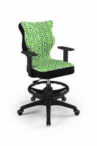 Krzesło do biurka dla chłopca dopasowane do wzrostu 146-176,5 cm, model Duo z podnóżkiem motyw piłki obrotowe