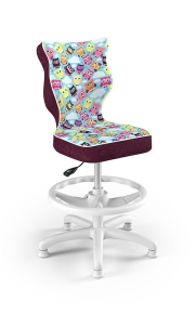 Krzesło do biurka dla dziewczynki dopasowane do wzrostu 119-142 cm, model Petit z podnóżkiem motyw sowy obrotowe
