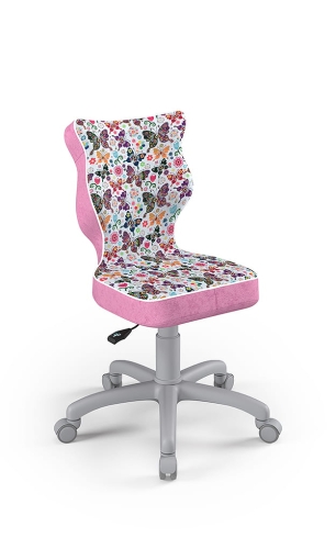 Krzesło do biurka dla dziewczynki dopasowane do wzrostu 119-142 cm, model Petit motyw motylki obrotowe