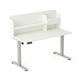 Biurko elektryczne AXIO Prostokąt 1200x650 z nadstawką stelaż szary/blat biały rozmiar 5-6