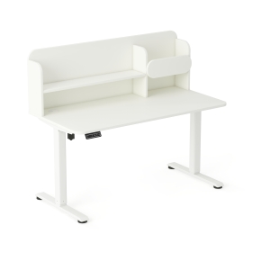 Biurko elektryczne AXIO Prostokąt 1200x650 z nadstawką stelaż biały/blat biały rozmiar 5-6