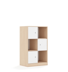 Regał Blox Base 70 3PP 3F1 706x466x1165 korpus brzoza/3x front biały