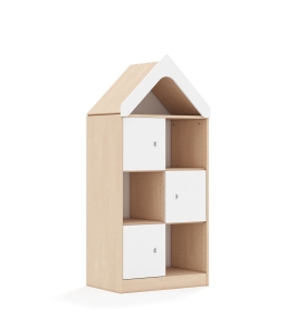 Regał Blox Base 70 3PP 3F1 z daszkiem 706x466x1575 korpus brzoza/3x front biały