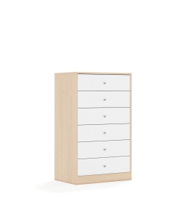 Szafa Blox Base 70 3P 6S 706x466x1165 korpus brzoza/6x szuflada biała