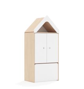 Regał Blox Base 70 3P 2F2 ze skrzynią i daszkiem 706x466x1575 korpus brzoza/2x front biały